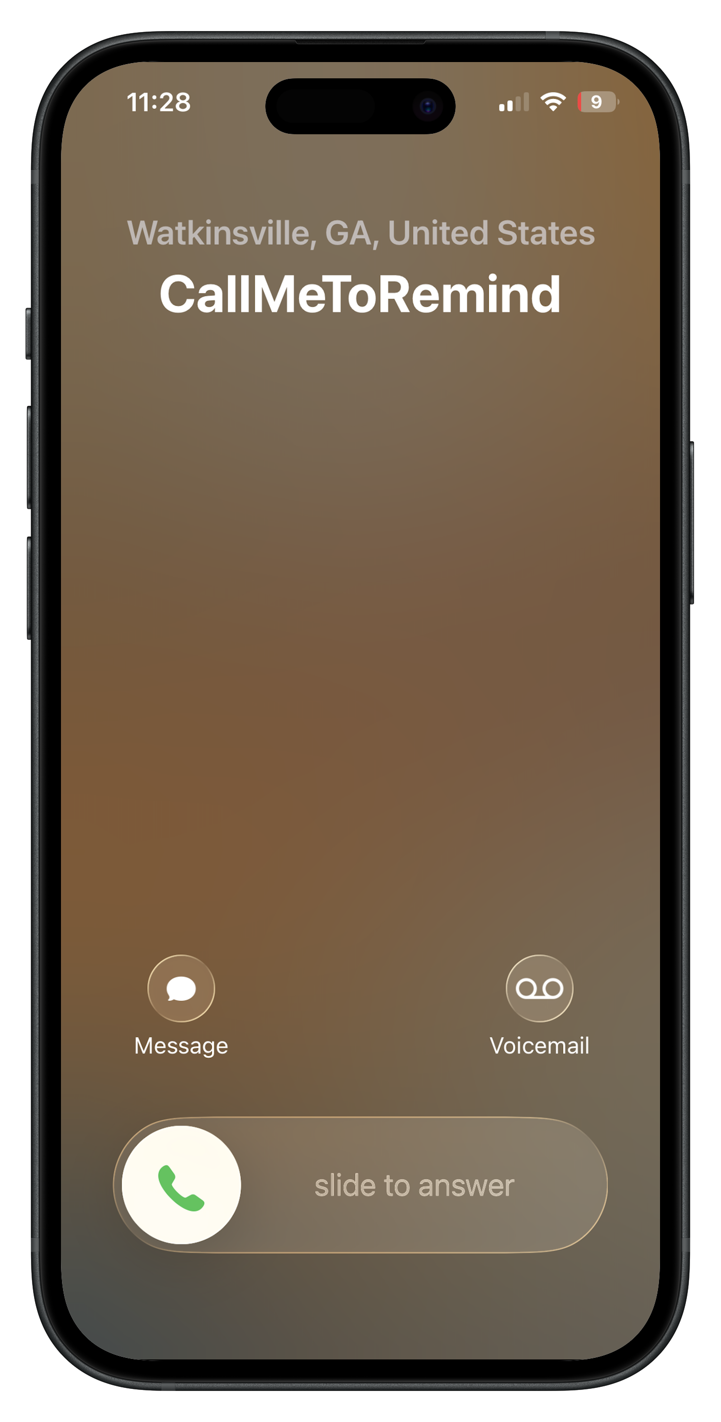 Incoming call screen